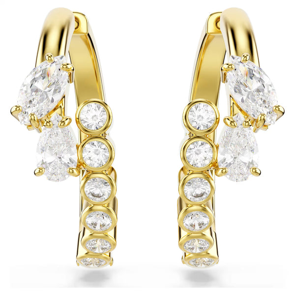 Swarovski Mesmera Mixed cuts, White, 18K gold finish Hoop Earrings