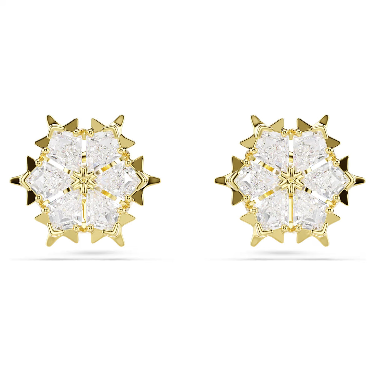 Swarovski Magic Mixed cuts, Snowflake, White, 18K gold finish Stud Earrings