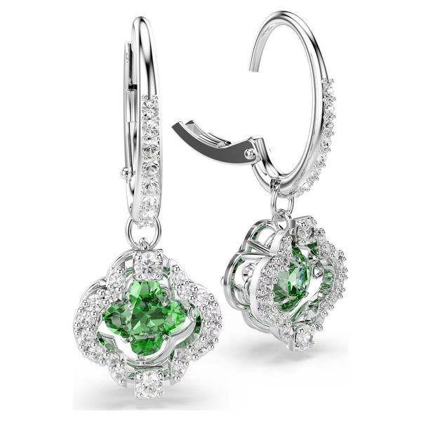 Swarovski Una Angelic Mixed cuts, Green, Rhodium plated Drop Earrings