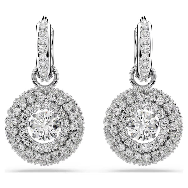 Swarovski Sublima Round cut, White, Rhodium plated Earrings