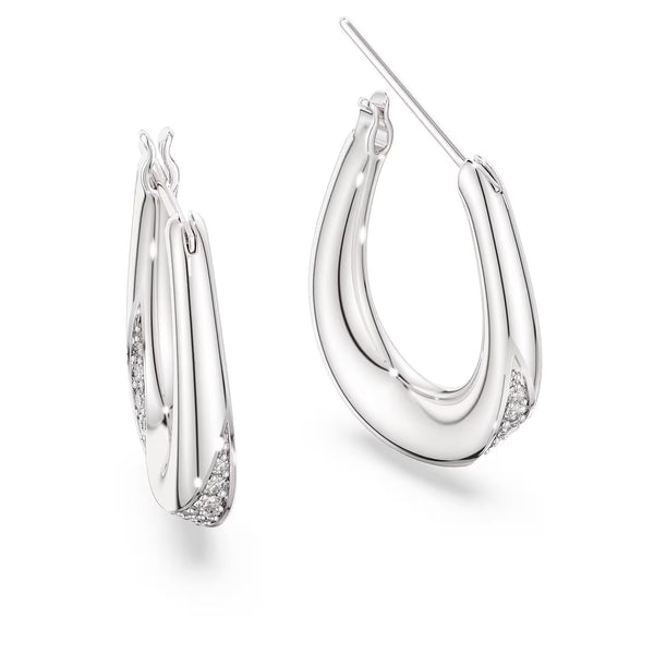 Swarovski Classica Round cut, Small, White, Sterling silver Hoop Earrings