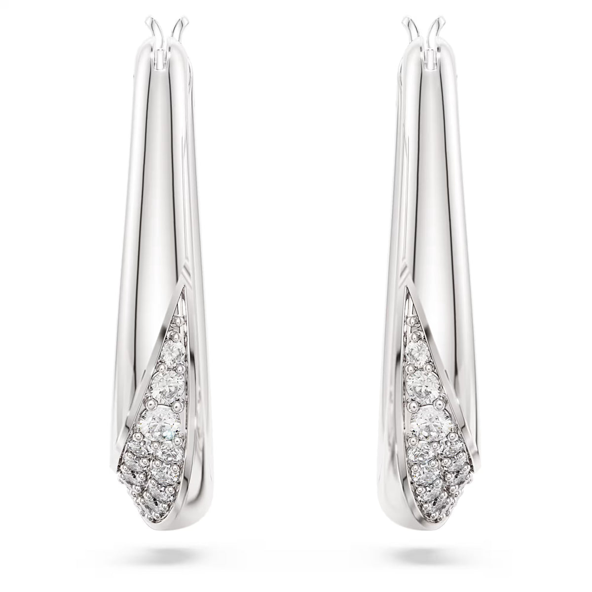 Swarovski Classica Round cut, Small, White, Sterling silver Hoop Earrings