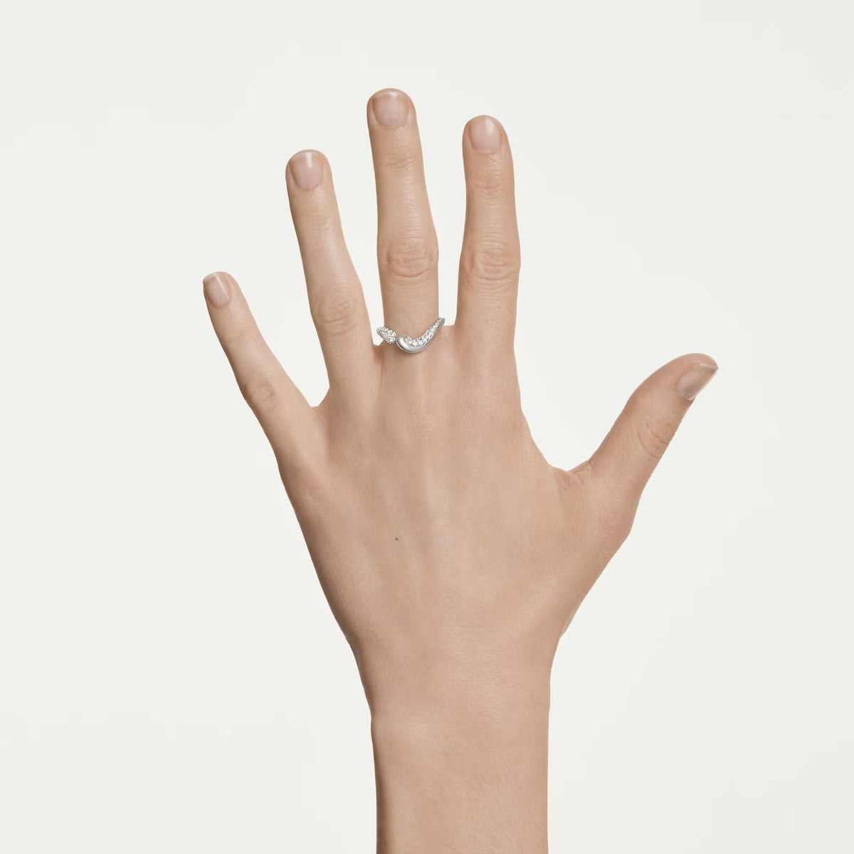 Swarovski Classica Round cut, White, Sterling silver Open Ring
