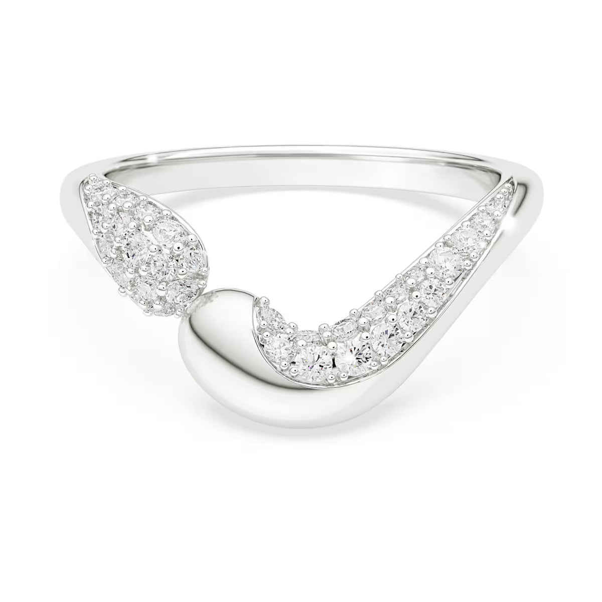 Swarovski Classica Round cut, White, Sterling silver Open Ring