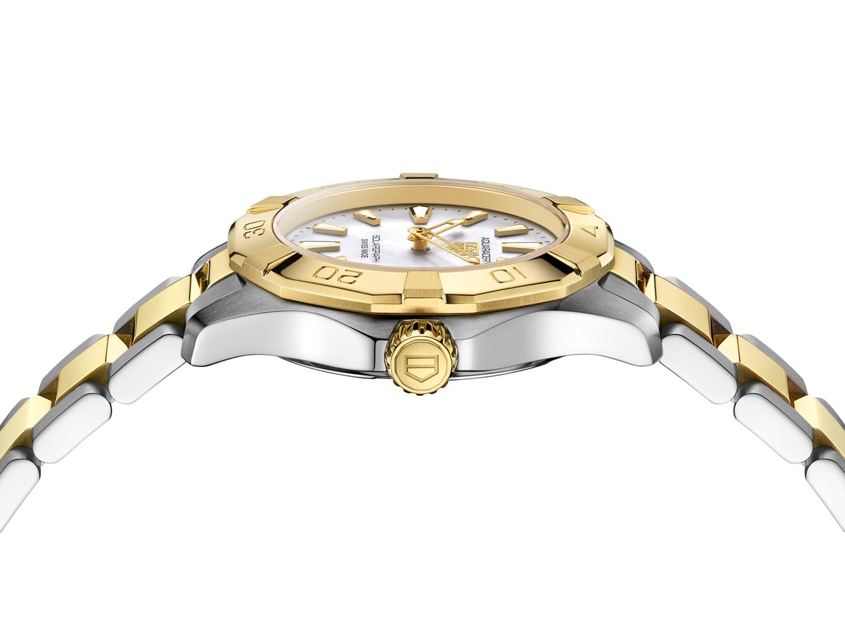 Tag Heuer Aquaracer Professional 100 Solargraph Mother of Pearl Two-Tone 28mm WBP1423.BB0006