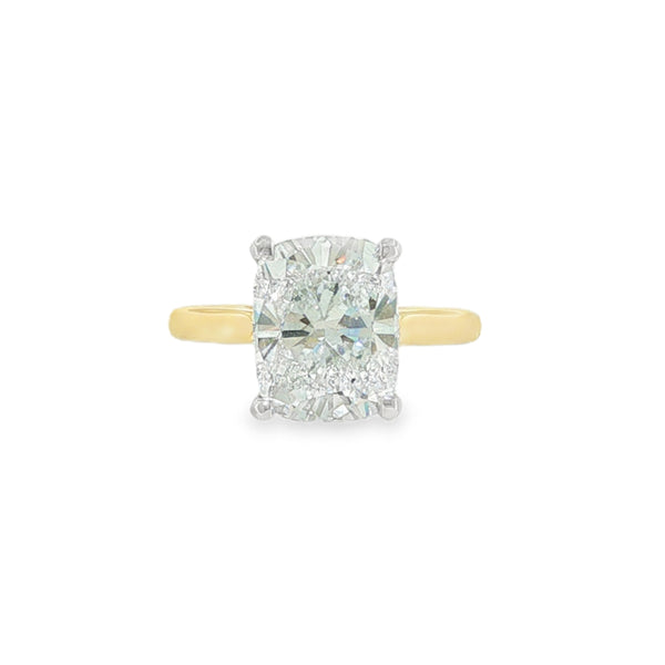 Elongated Cushion Cut 4.19ct Lab Grown Diamond, 18ct Yellow Gold Ring
