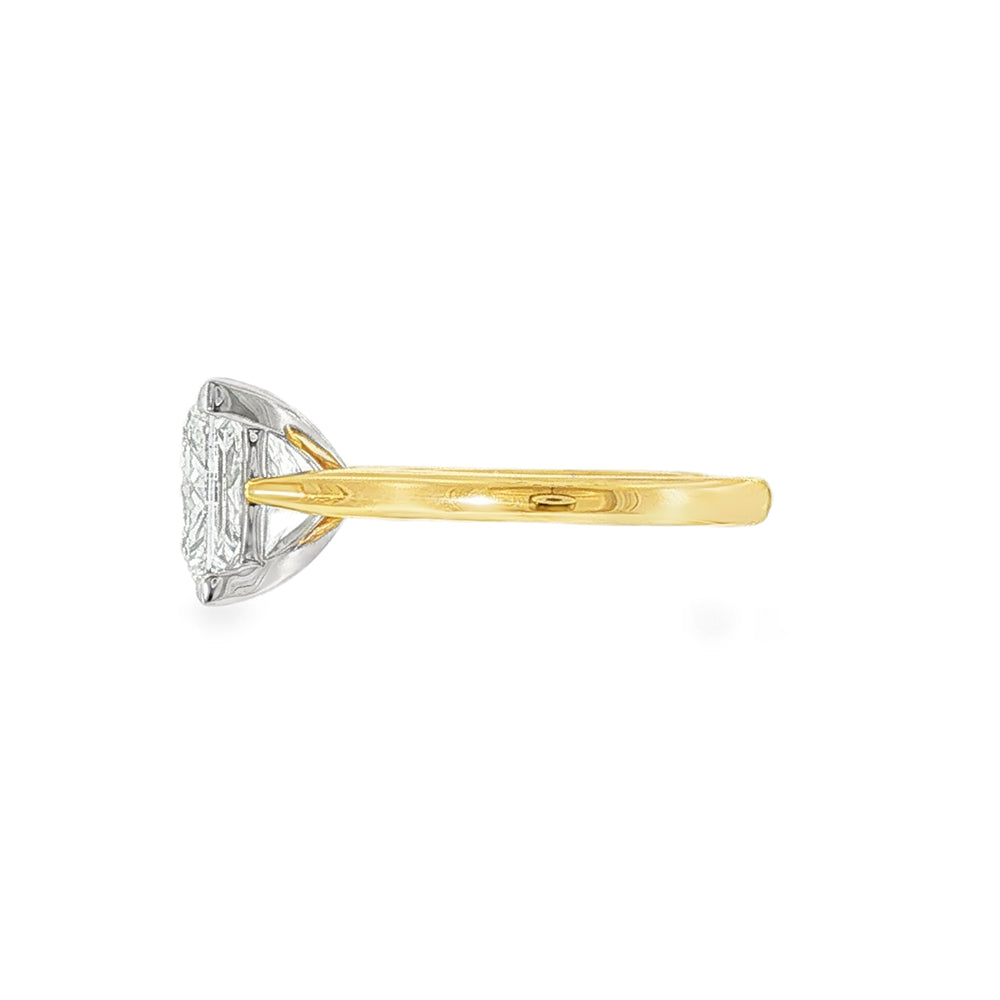 Princess Cut 4.05ct Lab Grown Diamond, 18ct Yellow Gold Ring