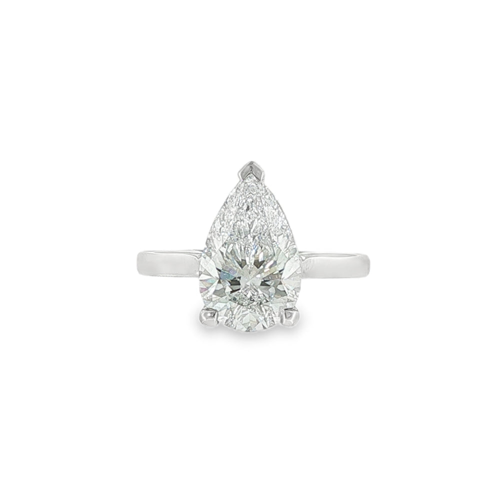 Pear Cut 3.01ct Lab Grown Diamond, Platinum Ring