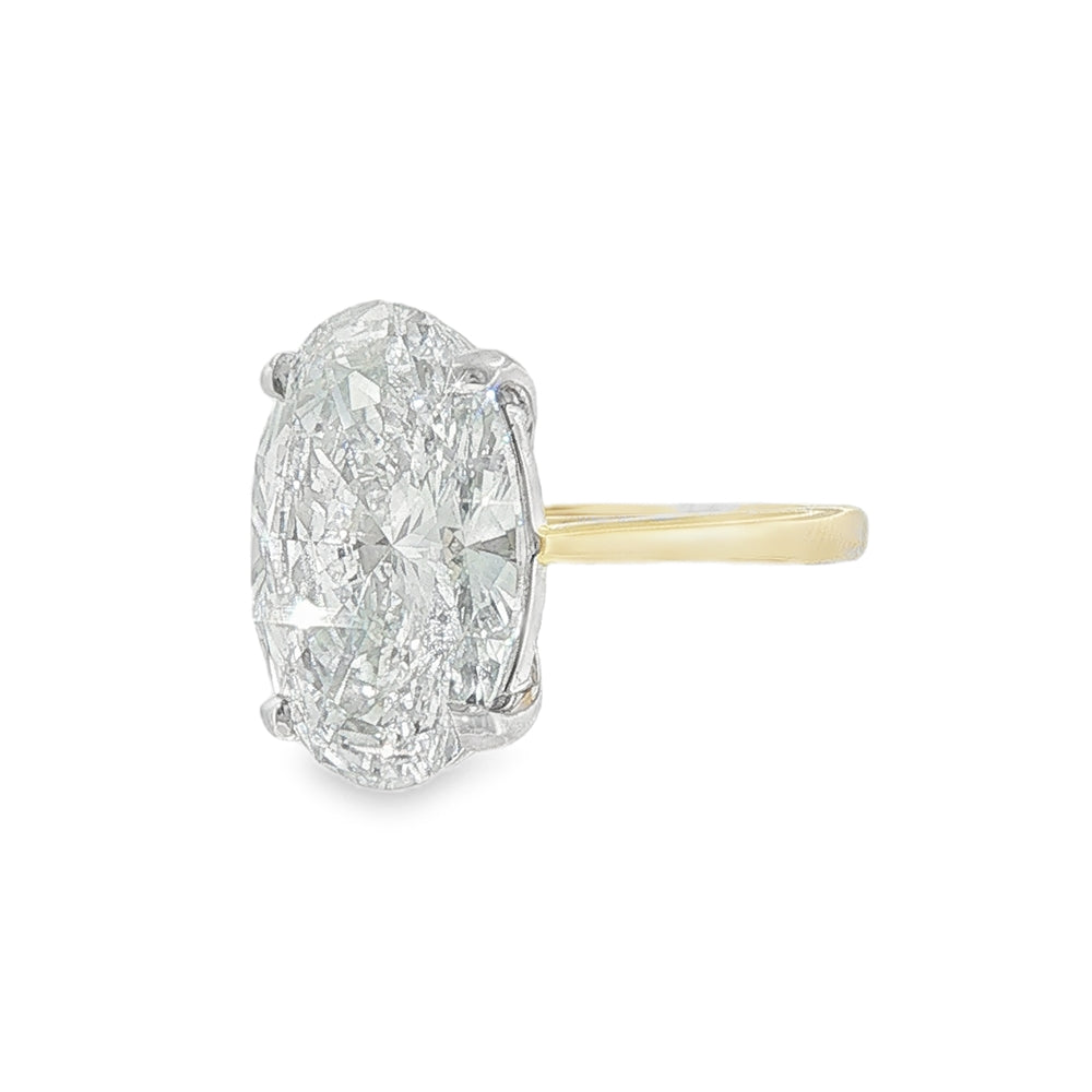 Oval Cut 10.05ct Lab Grown Diamond, 18ct Yellow Gold Ring