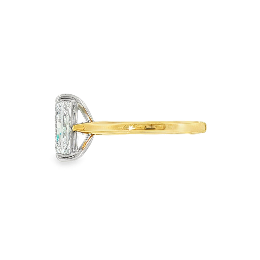 Radiant Cut 4.14ct Lab Grown Diamond, 18ct Yellow Gold Ring