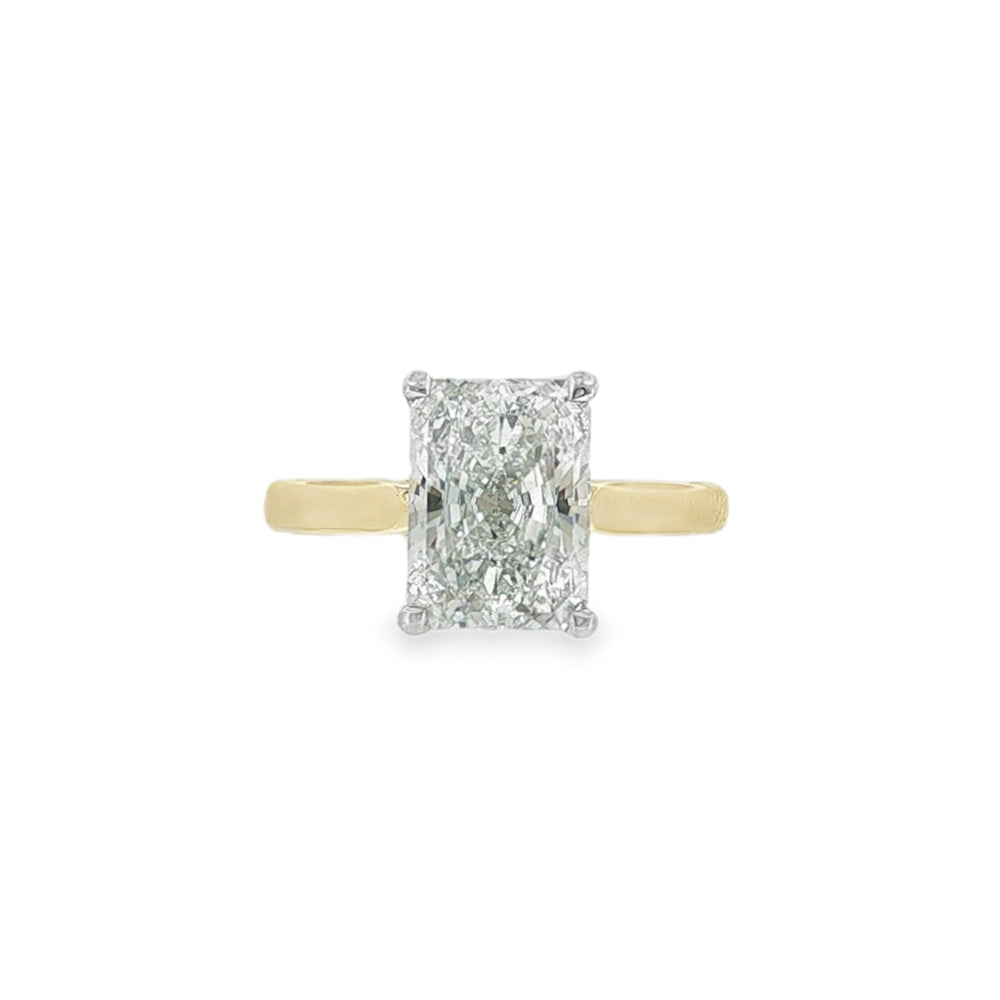 Radiant Cut 3.04ct Lab Grown Diamond, 18ct Yellow Gold Ring