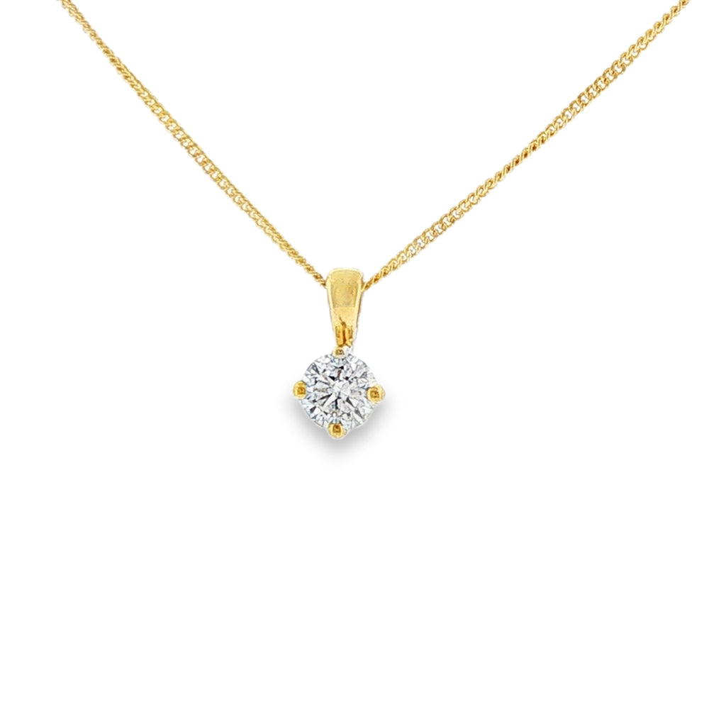 Diamond Round Brilliant Cut, 0.50ct 18ct Yellow Gold Pendant