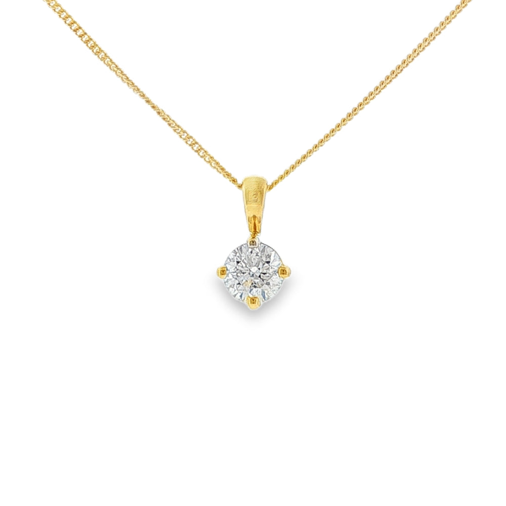 Diamond Round Brilliant Cut, 0.70ct 18ct Yellow Gold Pendant
