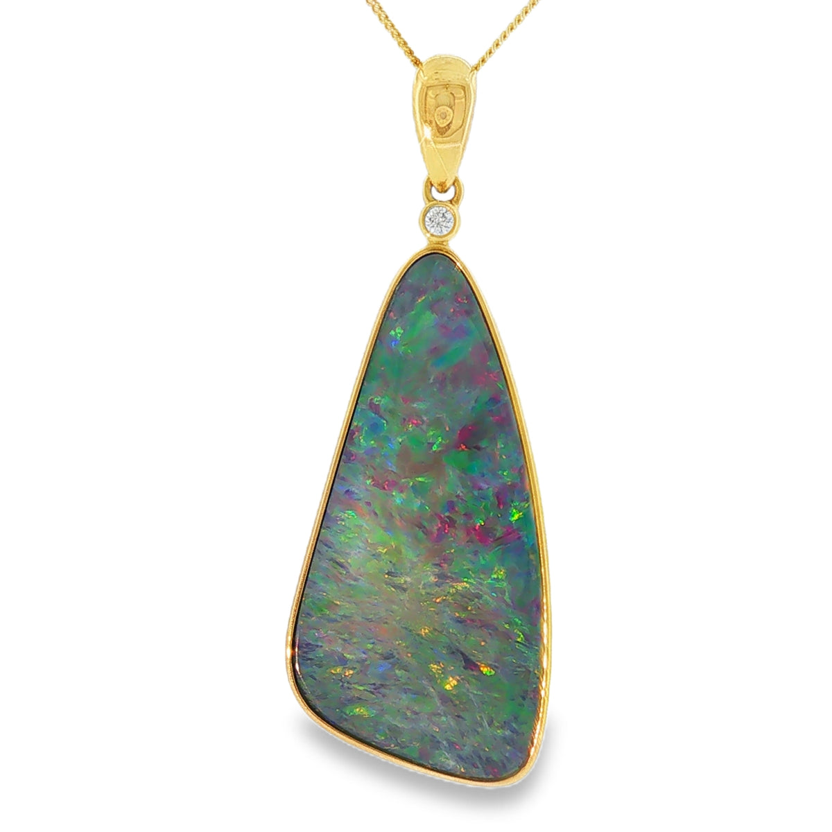 Doublet Opal and Diamond, 9ct Yellow Gold Pendant