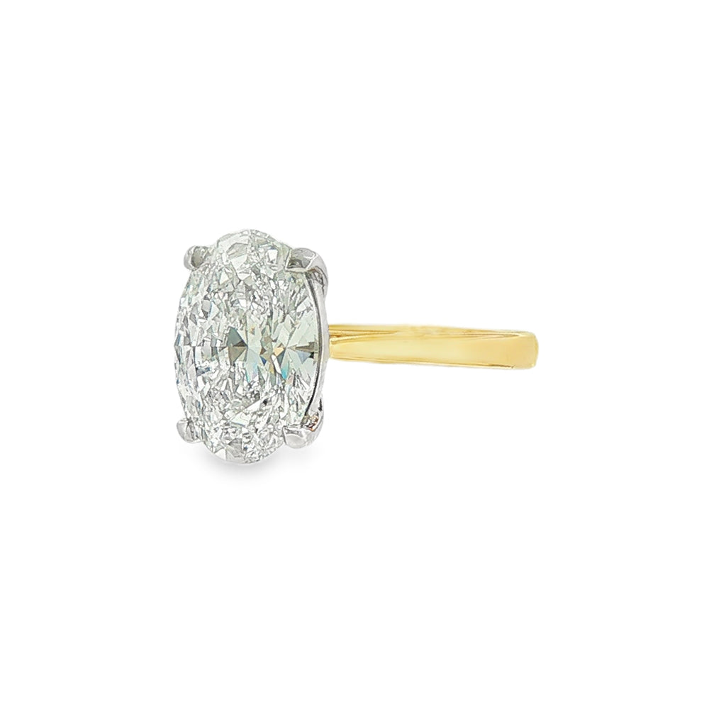 Oval Cut 4.02ct Lab Grown Diamond, 18ct Yellow Gold Ring