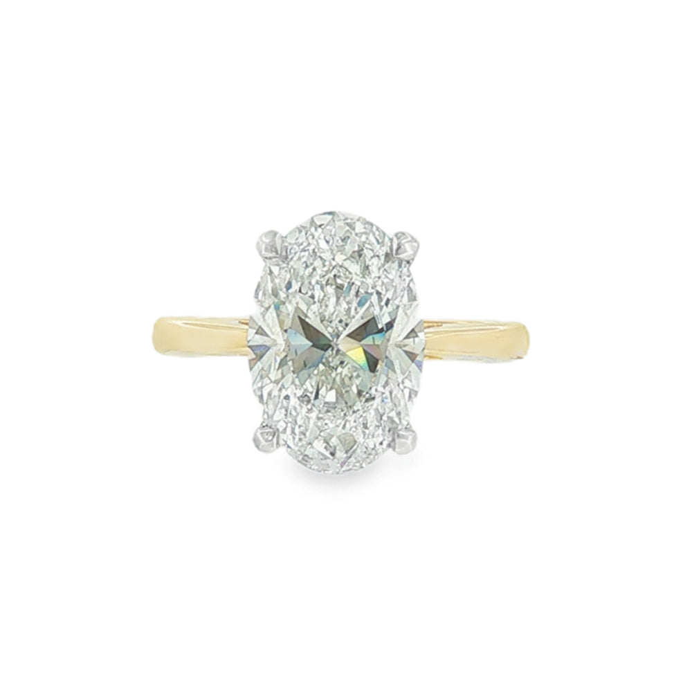 Oval Cut 4.02ct Lab Grown Diamond, 18ct Yellow Gold Ring