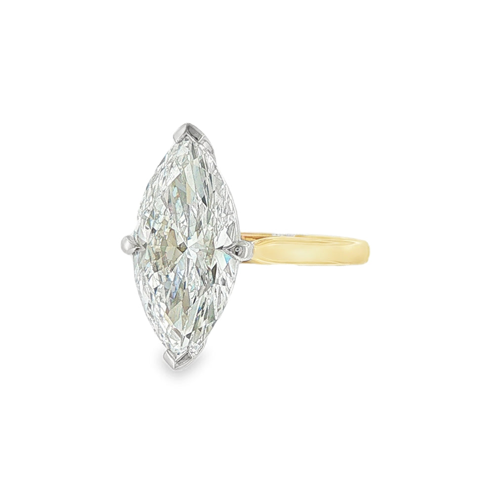 Marquise Cut 5.07ct Lab Grown Diamond, 18ct Yellow Gold Ring
