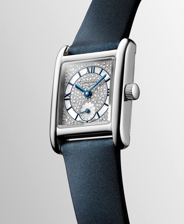 Longines Mini Dolcevita Diamond Dial, Blue Leather 21.5x29mm Watch L5.200.4.87.2