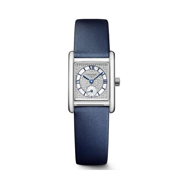 Longines Mini Dolcevita Diamond Dial, Blue Leather 21.5x29mm Watch L5.200.4.87.2
