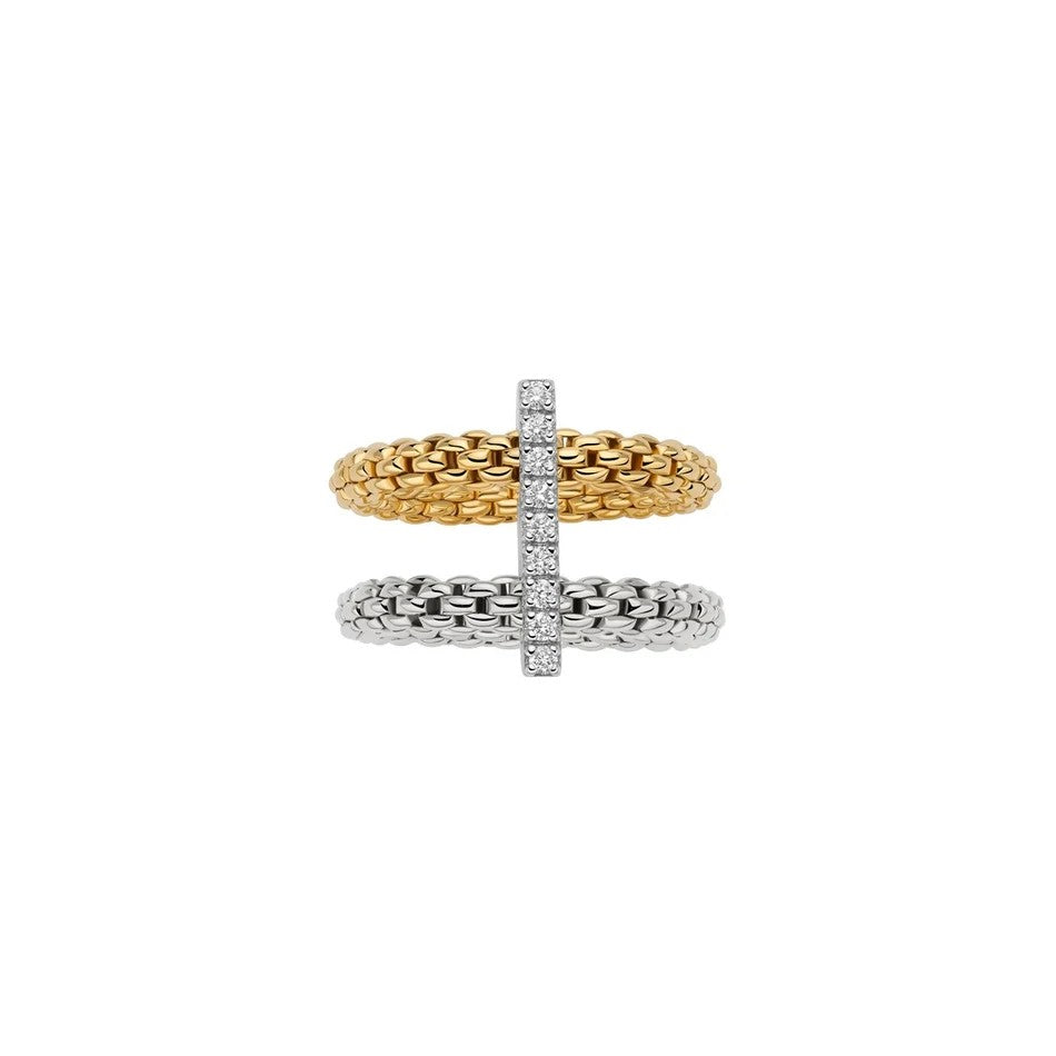 Fope Prima Flex'it 18ct Yellow and White 0.15ct Diamond Ring