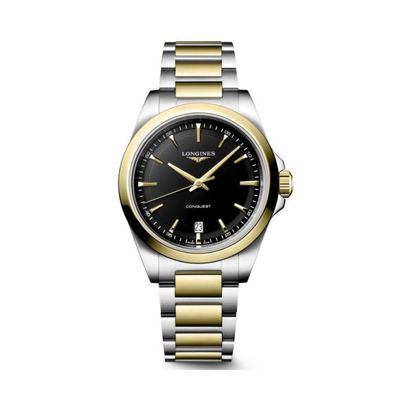 Longines Conquest Two Tone Black Quartz 38mm Watch L37503527