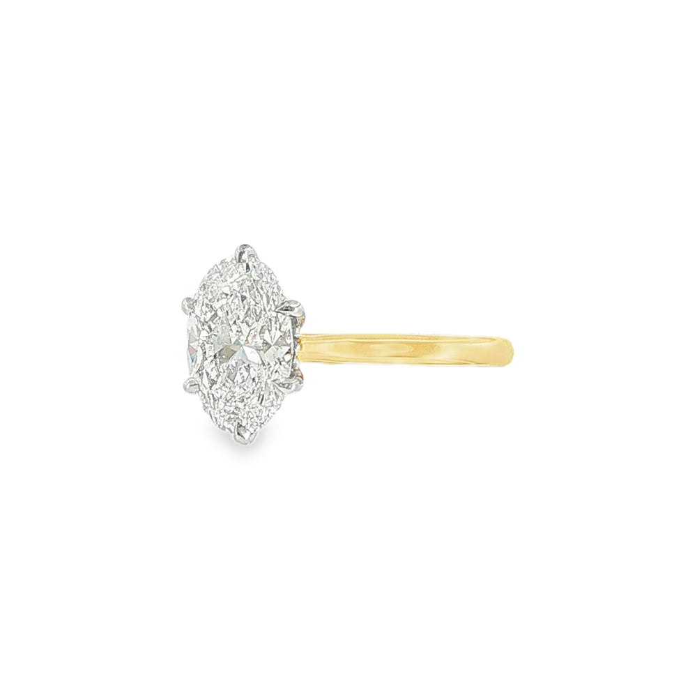 Oval Cut 2.04ct Lab Grown Diamond, 18ct Yellow Gold 6 Claw Ring