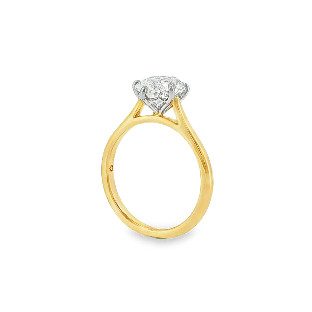 Oval Cut 2.04ct Lab Grown Diamond, 18ct Yellow Gold 6 Claw Ring
