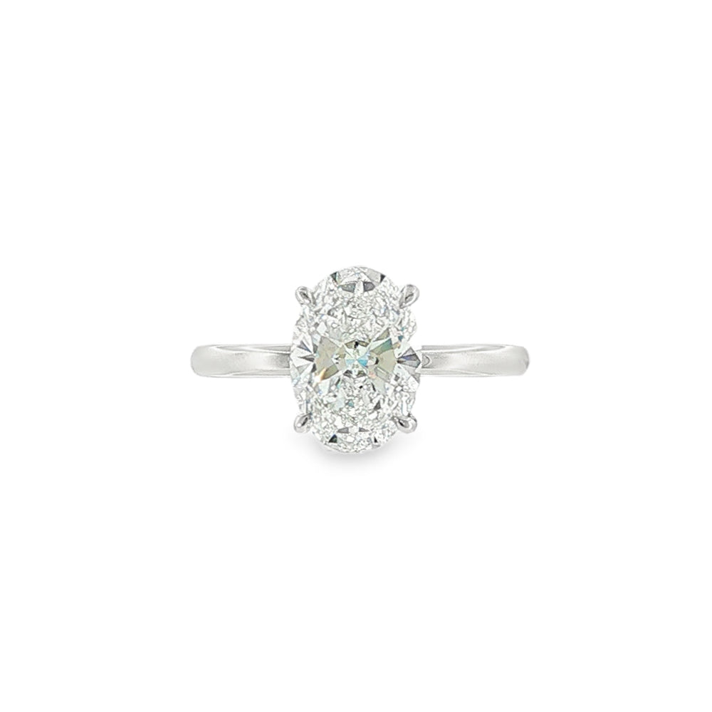 Oval Cut 2.01ct Lab Grown Diamond, Platinum Hidden Halo Ring
