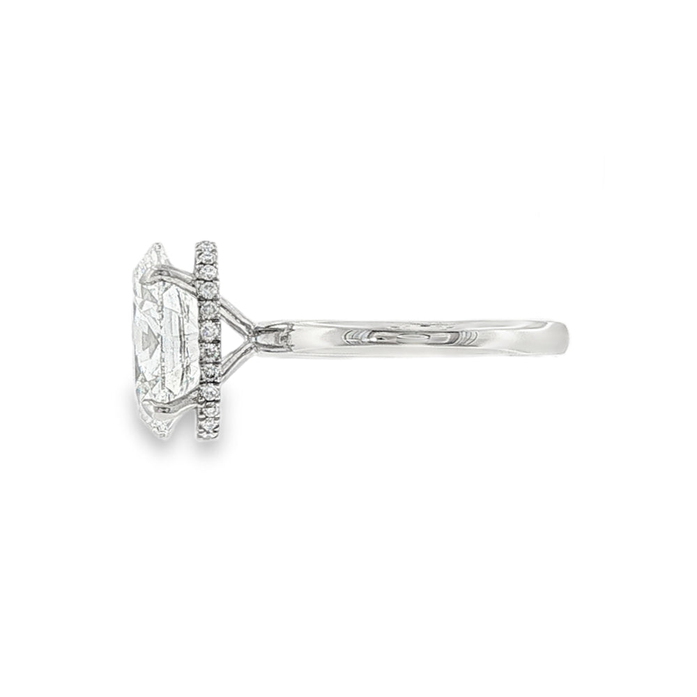 Oval Cut 4.06ct Lab Grown Diamond, Platinum Hidden Halo Ring