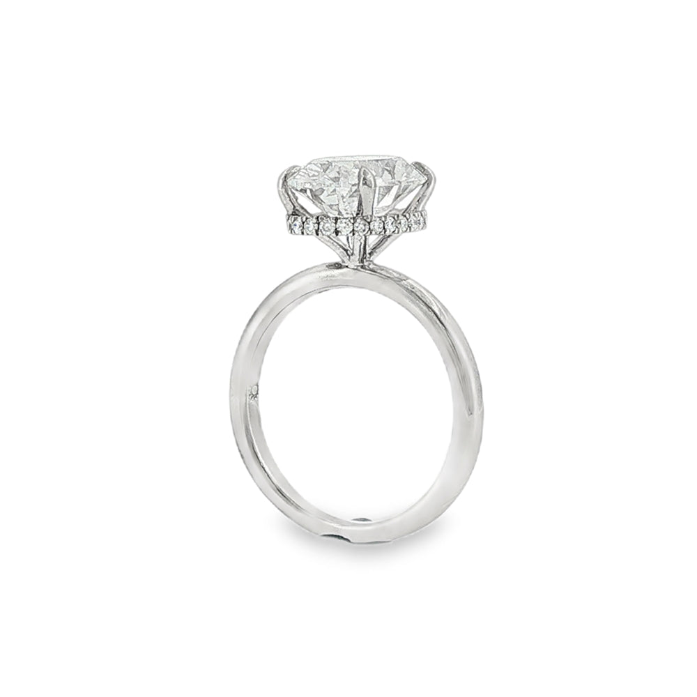 Oval Cut 4.06ct Lab Grown Diamond, Platinum Hidden Halo Ring