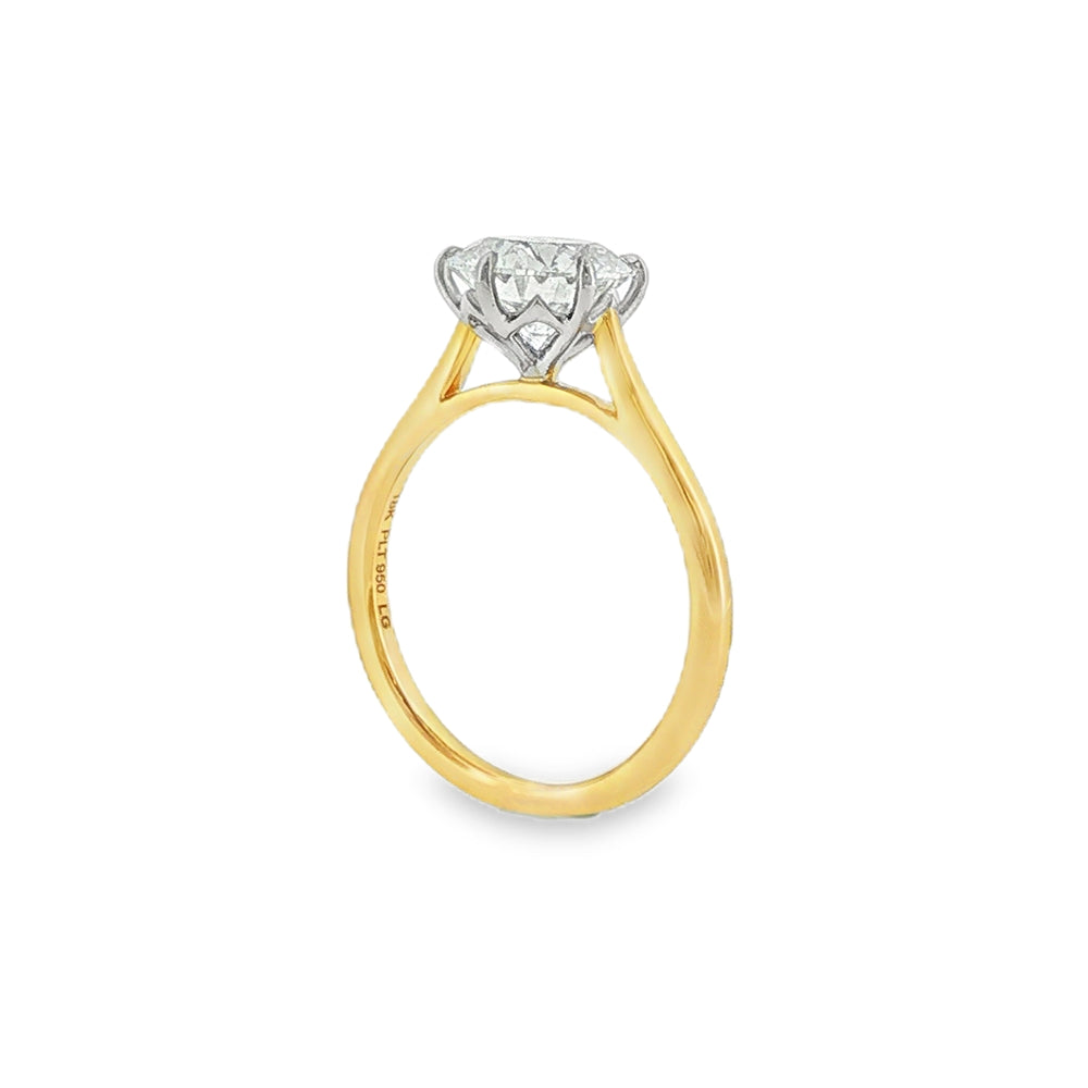 Round Brilliant Cut 2.01ct Lab Grown Diamond, 18ct Yellow Gold 6 Claw Ring