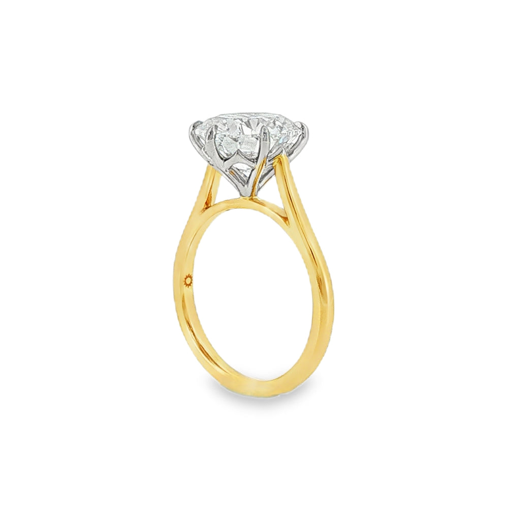 Round Brilliant Cut 4.02ct Lab Grown Diamond, 18ct Yellow Gold 6 Claw Ring