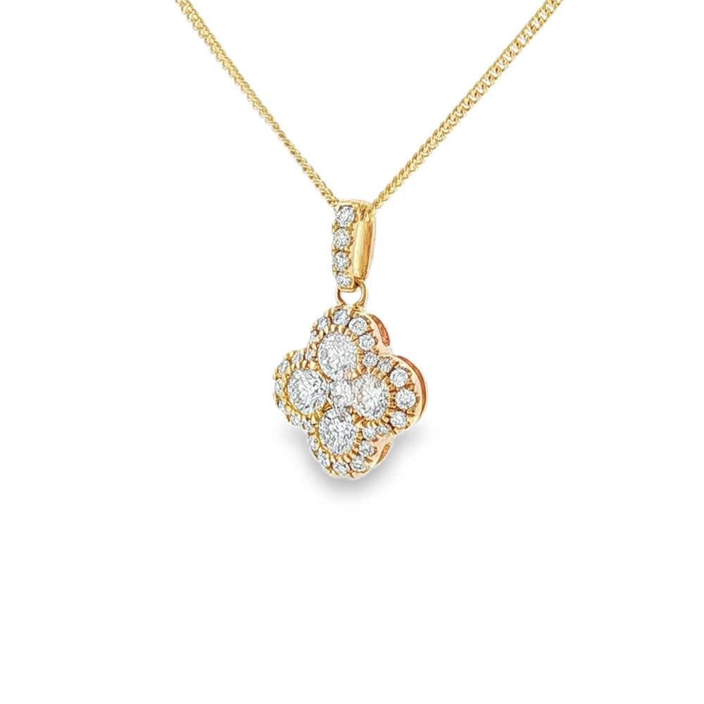 Diamond Clover 0.78ct, 18ct Yellow Gold Pendant