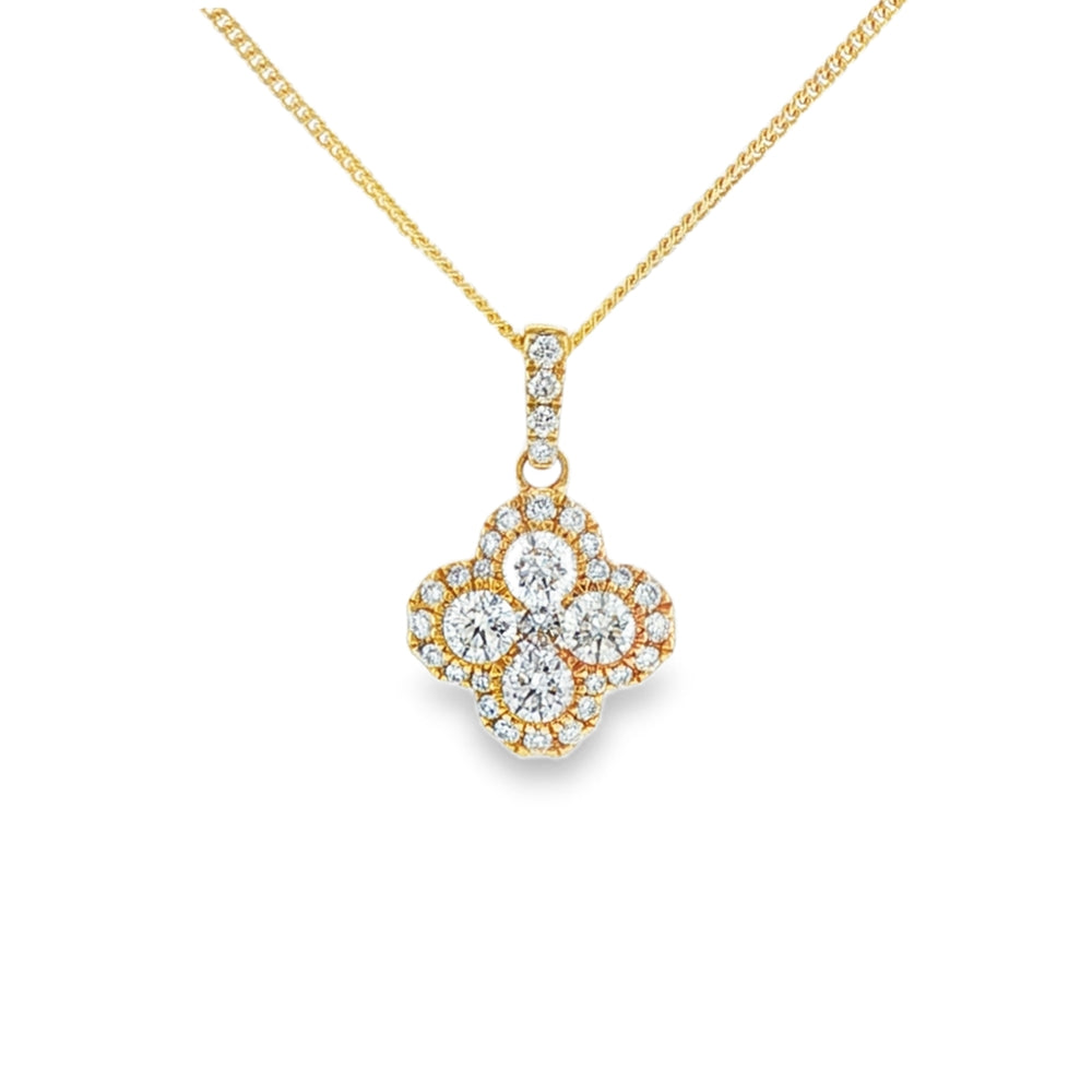 Diamond Clover 0.78ct, 18ct Yellow Gold Pendant