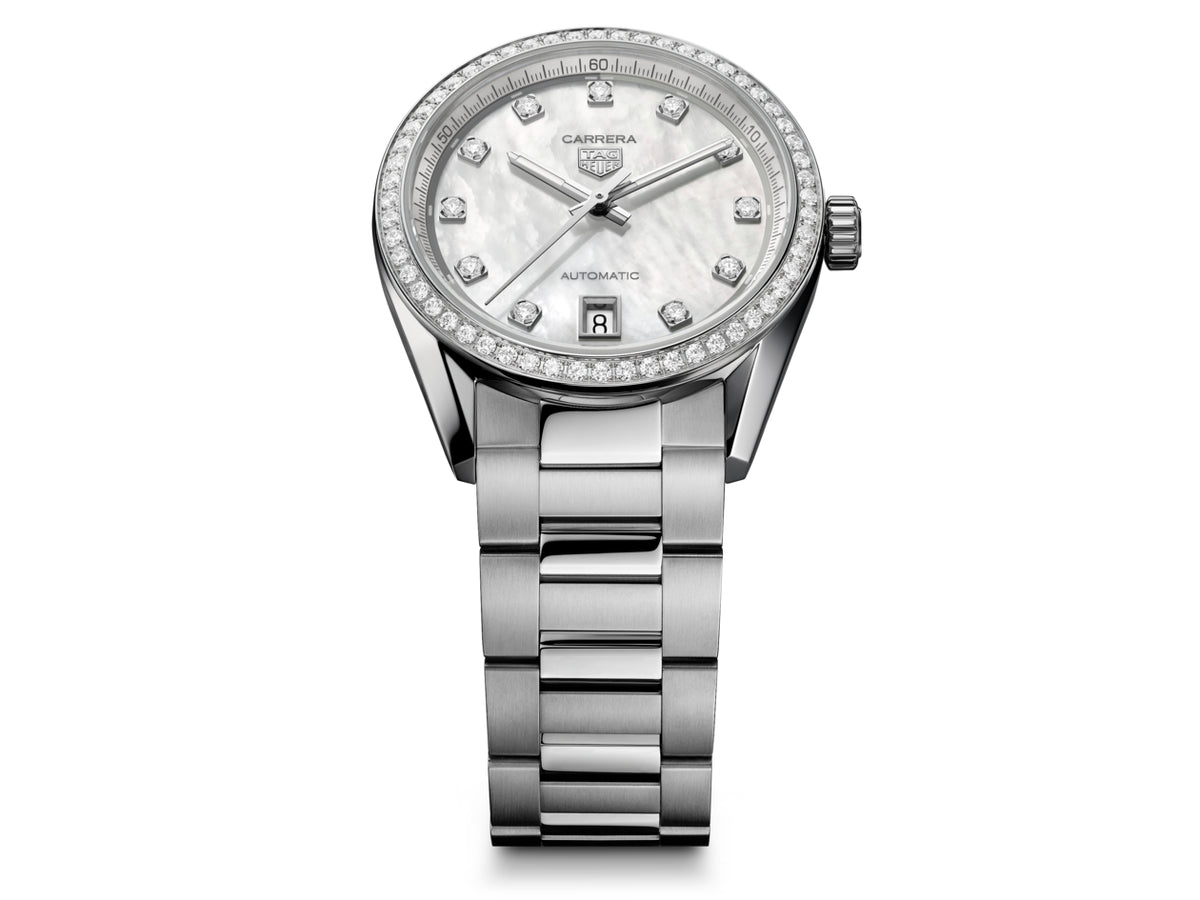 Tag Heuer Carrera Date Automatic, MOP and Diamond 36mm Watch WBN231E.BA0001