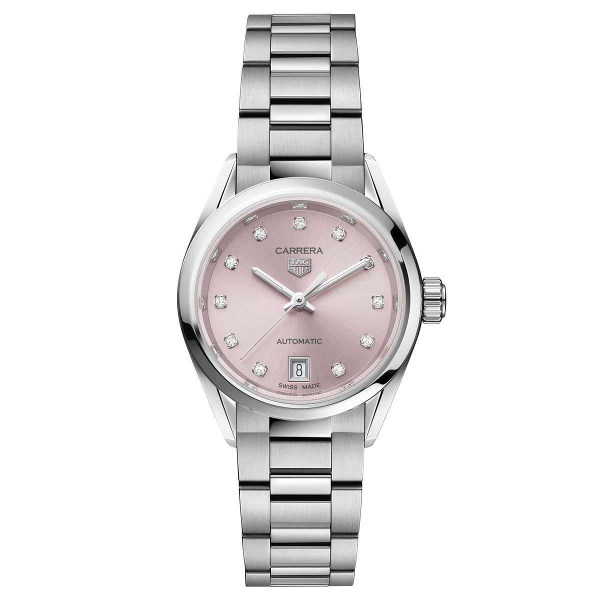 Tag Heuer Carrera Date Automatic Pink and Diamond, 29mm Steel Watch WBN2416.BA0621