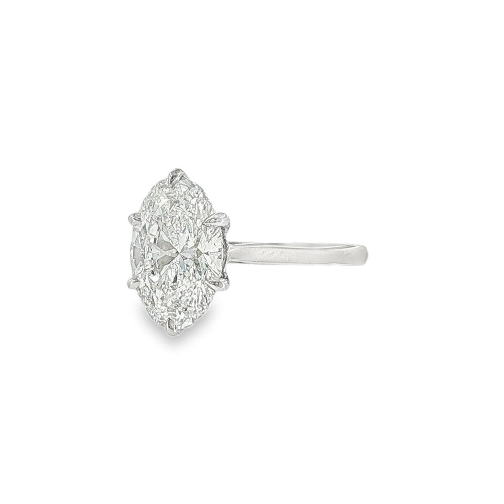 Oval Cut 3.07ct Lab Grown Diamond, 6 Claw Platinum Ring