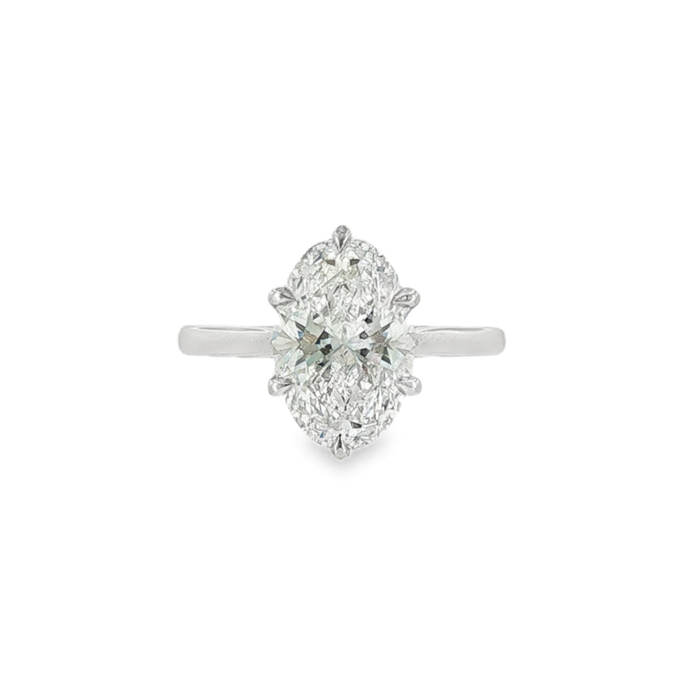 Oval Cut 3.07ct Lab Grown Diamond, 6 Claw Platinum Ring