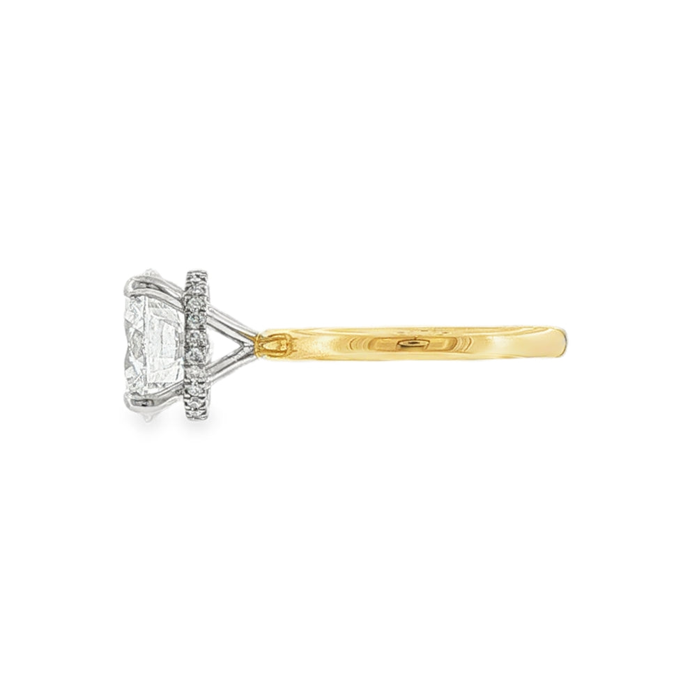 Round Brilliant Cut 4.02ct Lab Grown Diamond, Hidden Halo 18ct Yellow Gold Ring