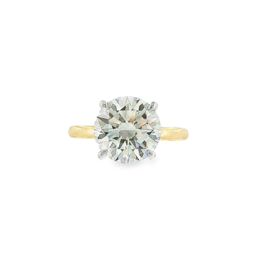Round Brilliant Cut 4.02ct Lab Grown Diamond, Hidden Halo 18ct Yellow Gold Ring