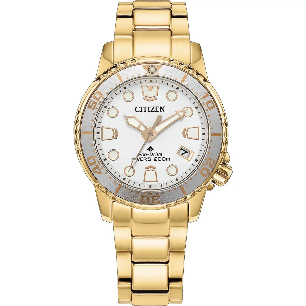 Citizen Eco-Drive Promaster Diver 36mm White Gold Tone Watch EO2029-54A