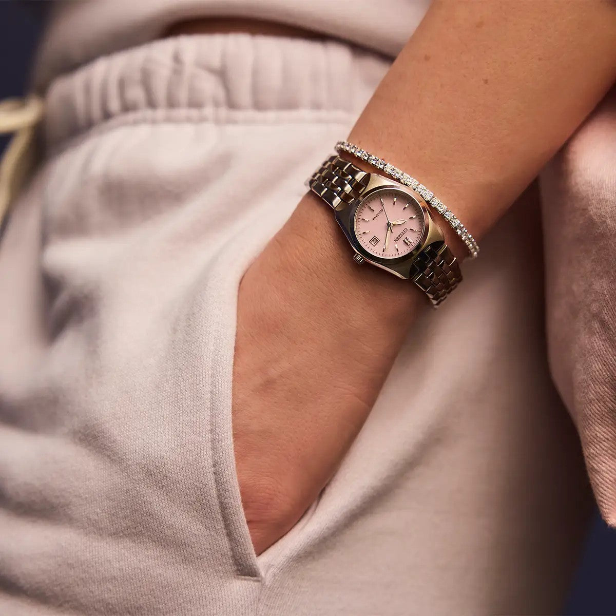 Citizen Eco-Drive Corso 27mm Pink Dial, Stainless Steel Watch EW2291-51X