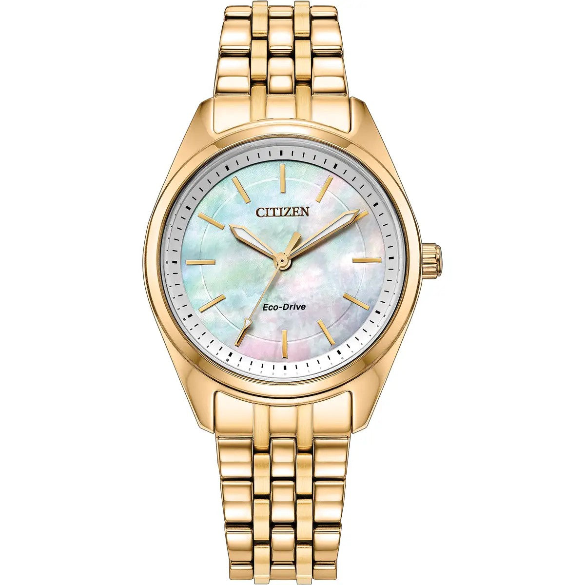 Citizen Eco-Drive Peyten, 30mm Mother-of-Pearl Dial, Gold Tone Watch EM1232-59D