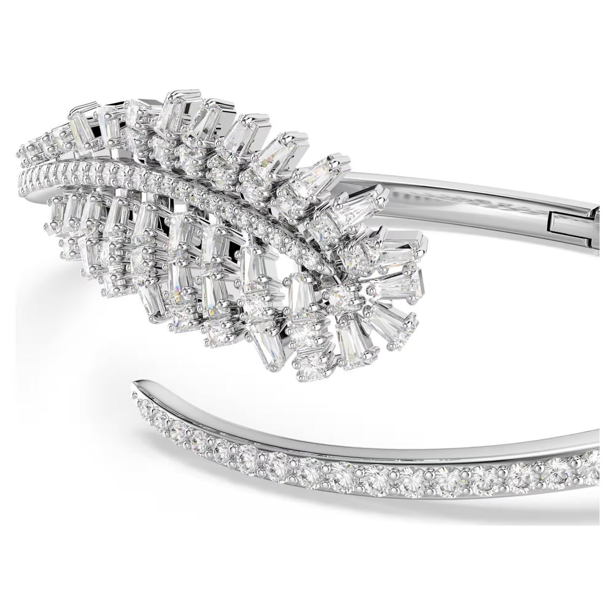 Swarovski Vienna Mixed cuts, Feather, White, Rhodium plated Bangle
