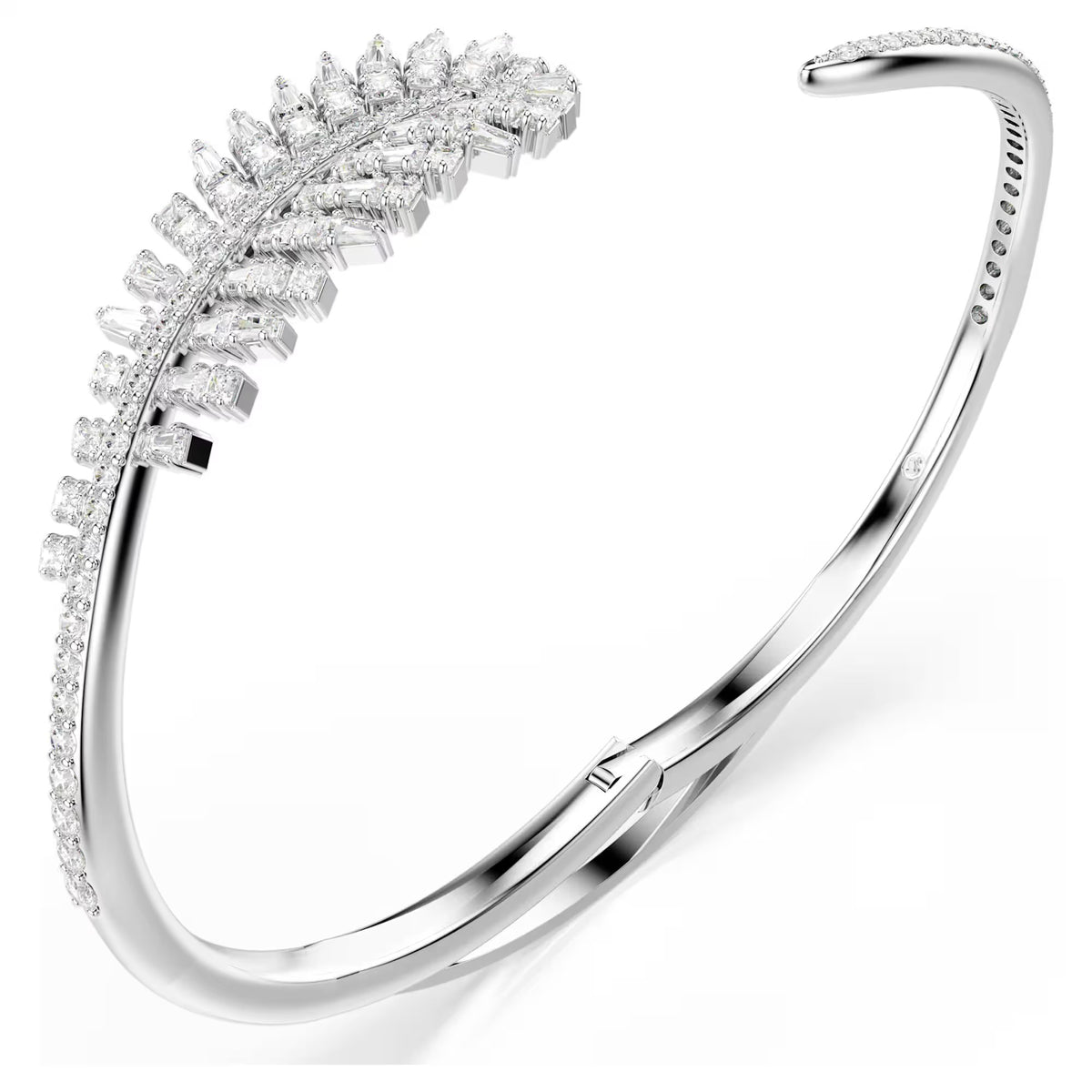 Swarovski Vienna Mixed cuts, Feather, White, Rhodium plated Bangle