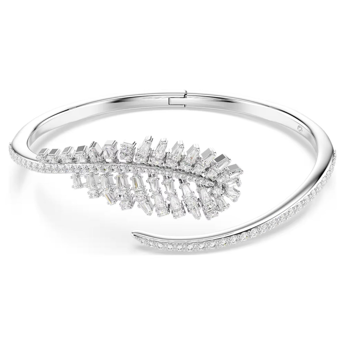 Swarovski Vienna Mixed cuts, Feather, White, Rhodium plated Bangle