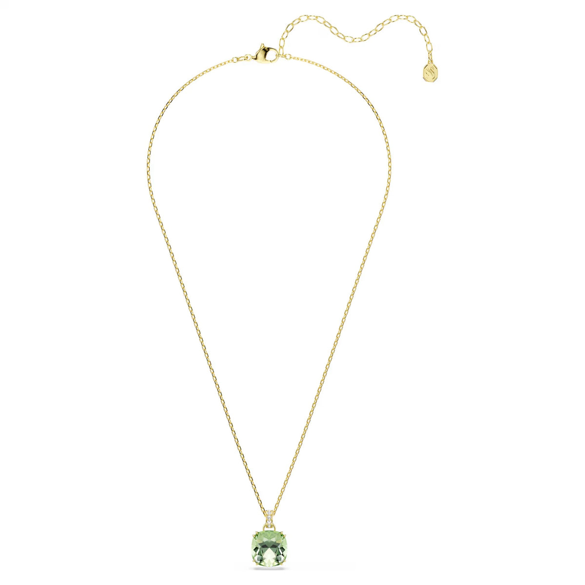 Swarovski Millenia Cushion cut, Green, 18K gold finish Pendant