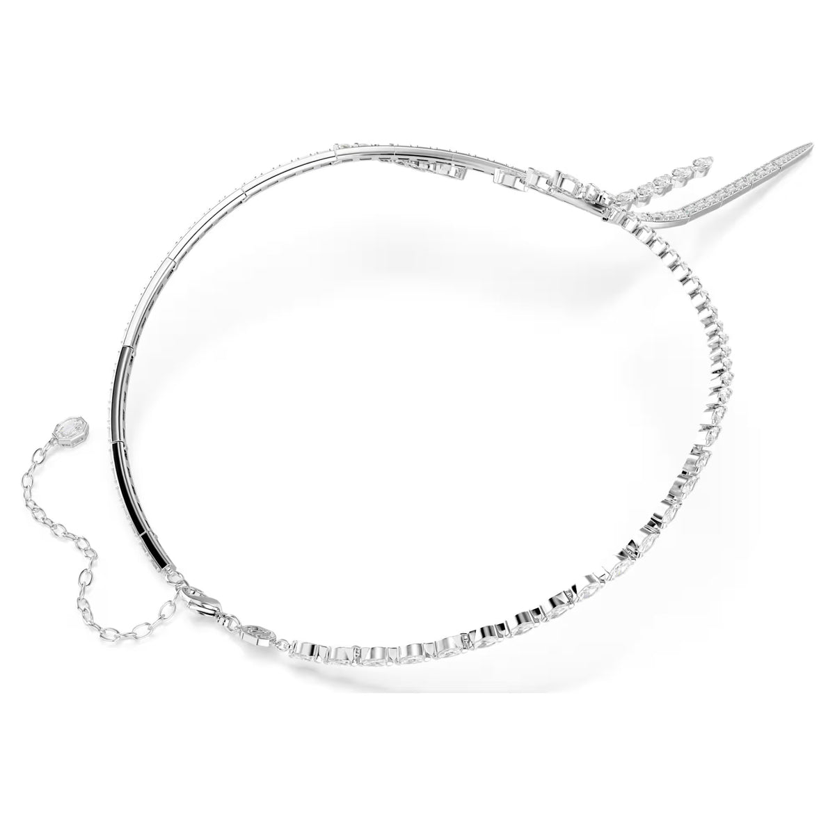Swarovski Mesmera Mixed cuts, White, Rhodium plated Y Necklace
