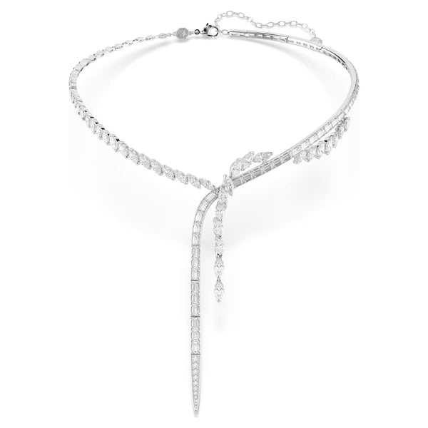 Swarovski Mesmera Mixed cuts, White, Rhodium plated Y Necklace