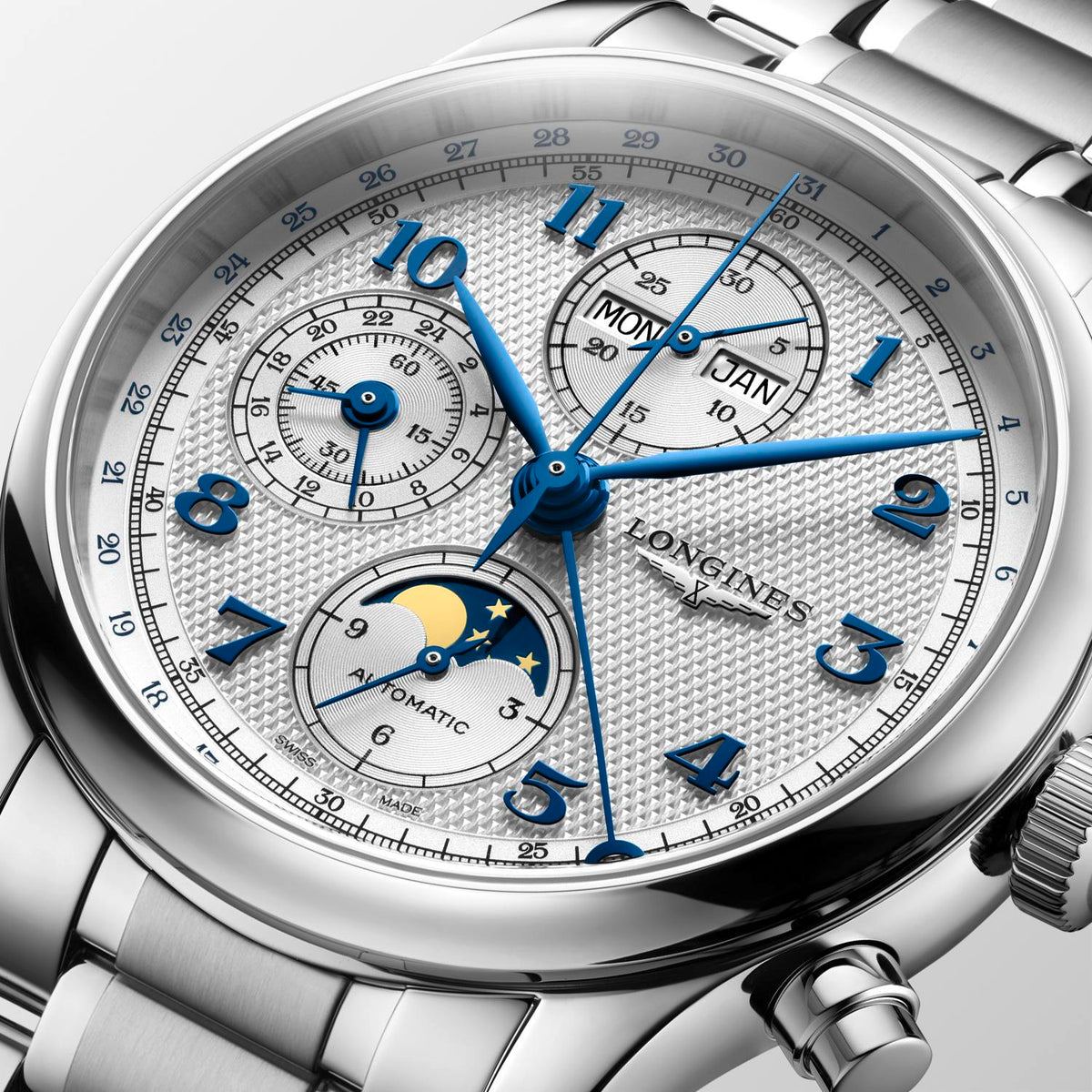 Longines Master Collection Chrono Moonphase Automatic, Steel Bracelet 41mm Watch L2.962.4.73.6